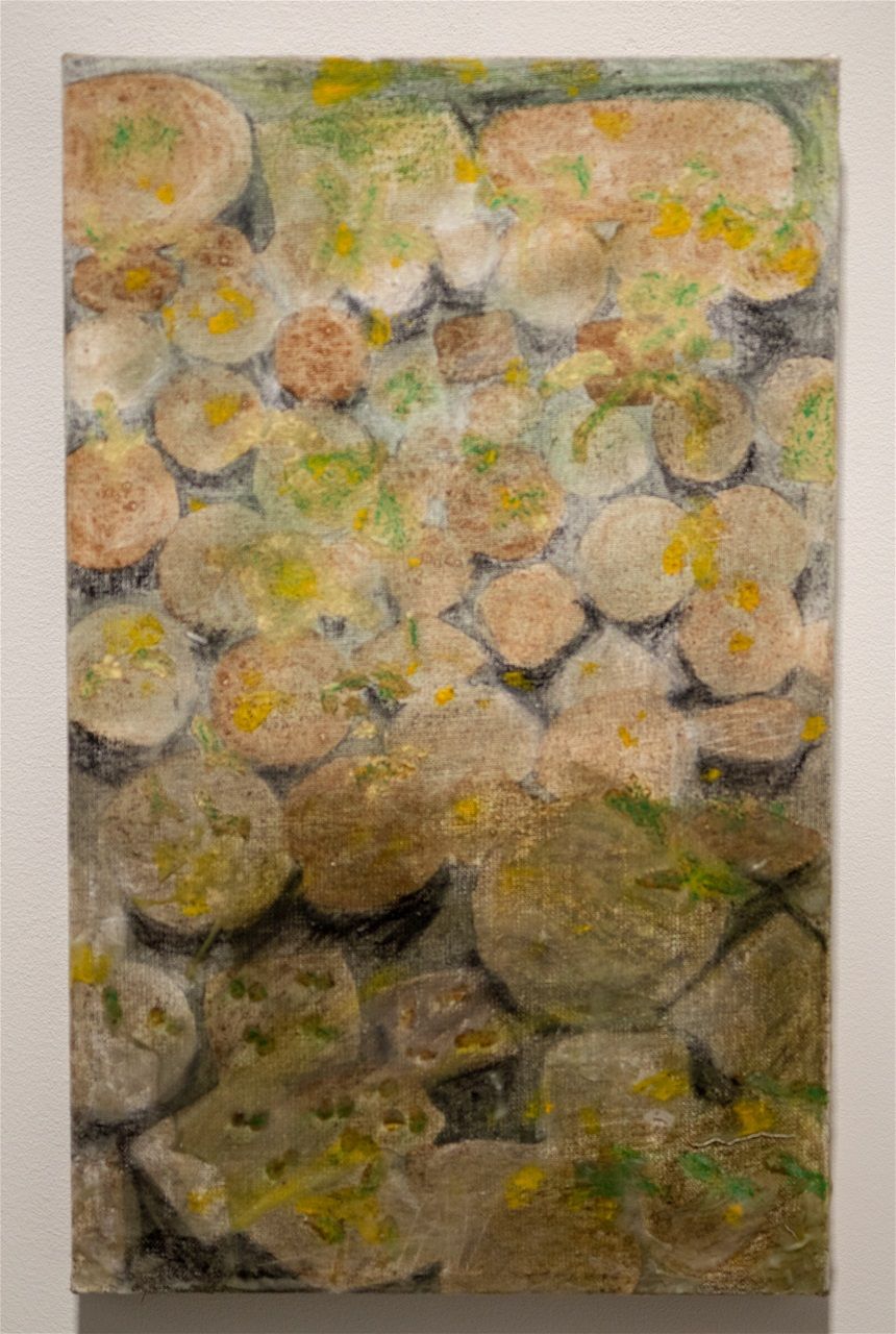 Seedlings / 2019 / 54cm x 33,5cm / tempera, pigments, beeswax and crayon on linen / Projekt Room / Photo: Marko Kettunen